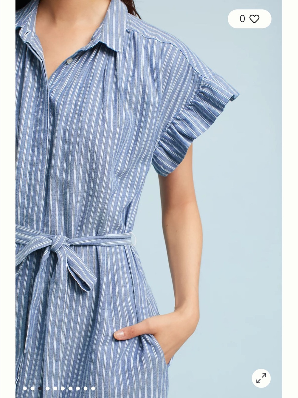 Anthropologie Isabella Sinclair Piper Blue White Stripe Ruffle Sleeve Dress Sz M - Picture 4 of 12